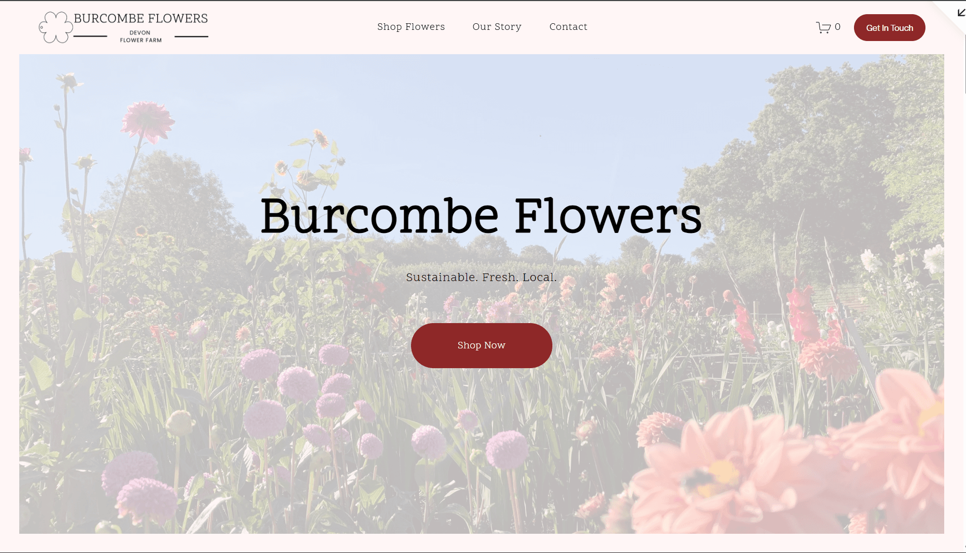 Burcombe Flowers website screenshot